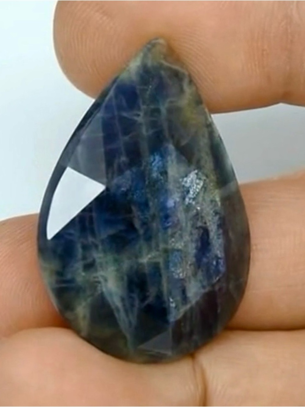 51ct Blue Sapphire‼️ BLUE Yellow Gray loose Pear Pendant necklace - Picture 7 of 16